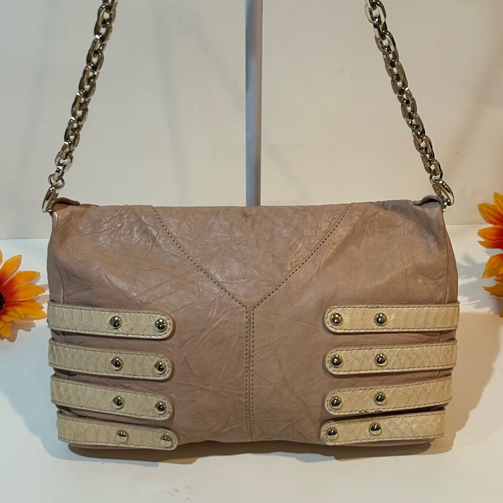 Jimmy Choo Brix Convertible Clutch Python Trim Le… - image 9